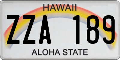 HI license plate ZZA189
