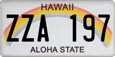 HI license plate ZZA197