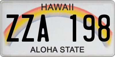 HI license plate ZZA198