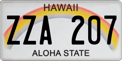 HI license plate ZZA207