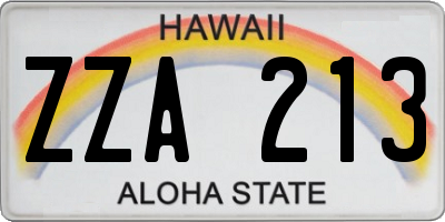 HI license plate ZZA213