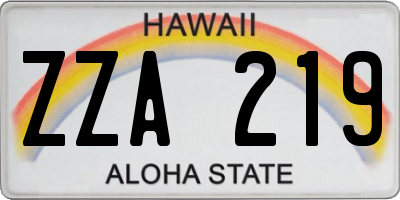 HI license plate ZZA219