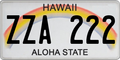 HI license plate ZZA222