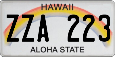 HI license plate ZZA223