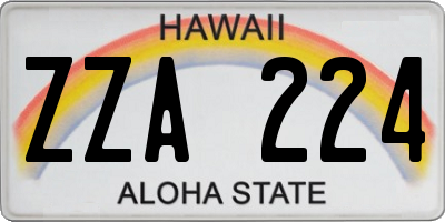 HI license plate ZZA224