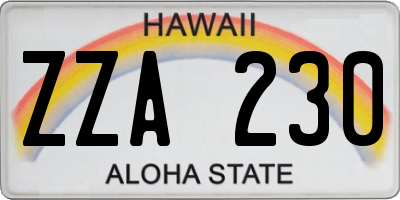 HI license plate ZZA230