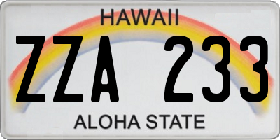 HI license plate ZZA233