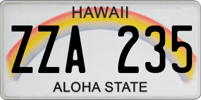 HI license plate ZZA235