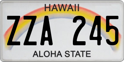 HI license plate ZZA245