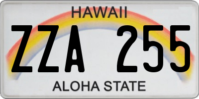 HI license plate ZZA255