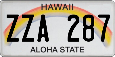 HI license plate ZZA287