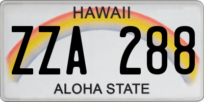 HI license plate ZZA288
