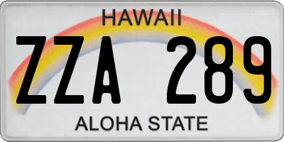 HI license plate ZZA289
