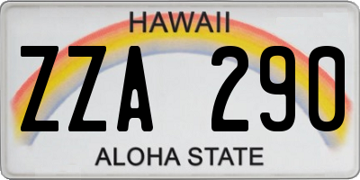 HI license plate ZZA290