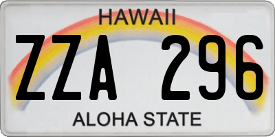 HI license plate ZZA296