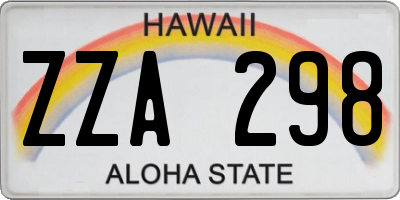 HI license plate ZZA298