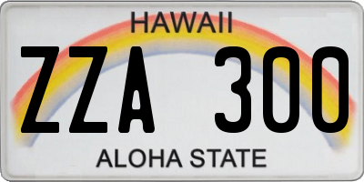 HI license plate ZZA300