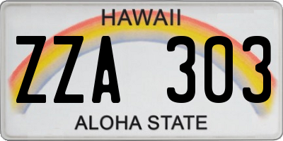 HI license plate ZZA303