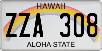 HI license plate ZZA308