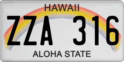 HI license plate ZZA316