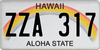 HI license plate ZZA317