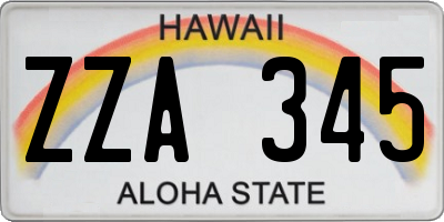 HI license plate ZZA345