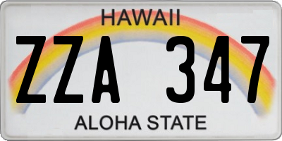 HI license plate ZZA347