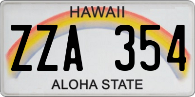 HI license plate ZZA354