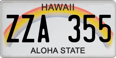 HI license plate ZZA355
