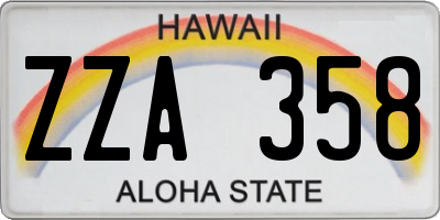 HI license plate ZZA358