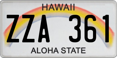 HI license plate ZZA361