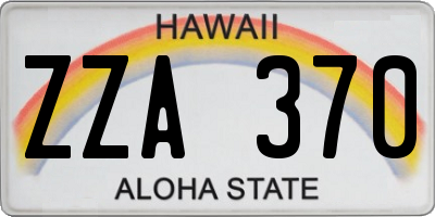 HI license plate ZZA370