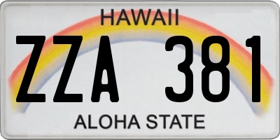HI license plate ZZA381