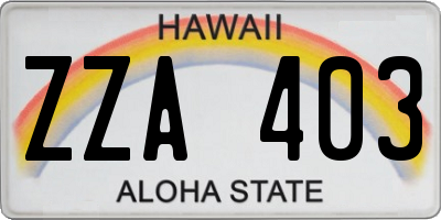 HI license plate ZZA403