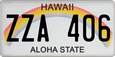 HI license plate ZZA406