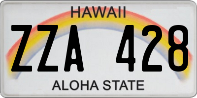 HI license plate ZZA428