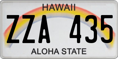 HI license plate ZZA435