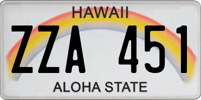HI license plate ZZA451