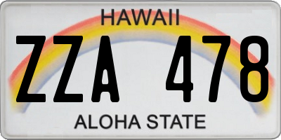 HI license plate ZZA478
