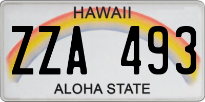 HI license plate ZZA493