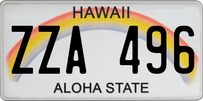 HI license plate ZZA496