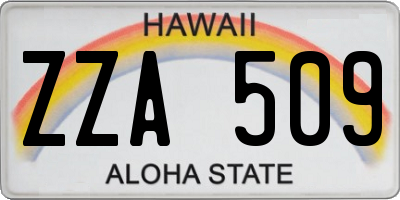 HI license plate ZZA509