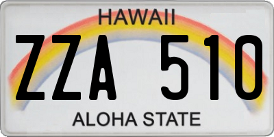 HI license plate ZZA510