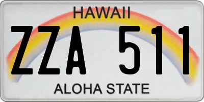 HI license plate ZZA511
