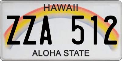 HI license plate ZZA512