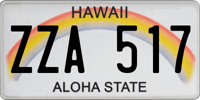 HI license plate ZZA517