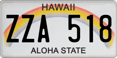 HI license plate ZZA518