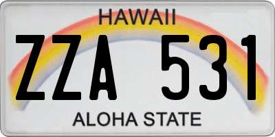 HI license plate ZZA531