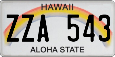 HI license plate ZZA543