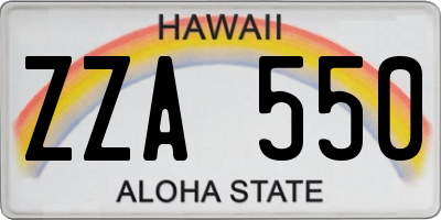 HI license plate ZZA550